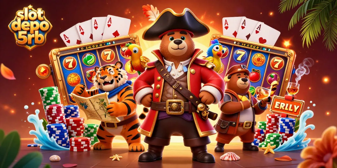 Spin thrilling slots at slot depo 5rb; a colorful casino scene filled with excitement and jackpot potential.