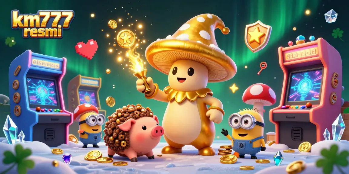 Spin to win with engaging games at km777 resmi, featuring a wizard and treasure-hunting pig.
