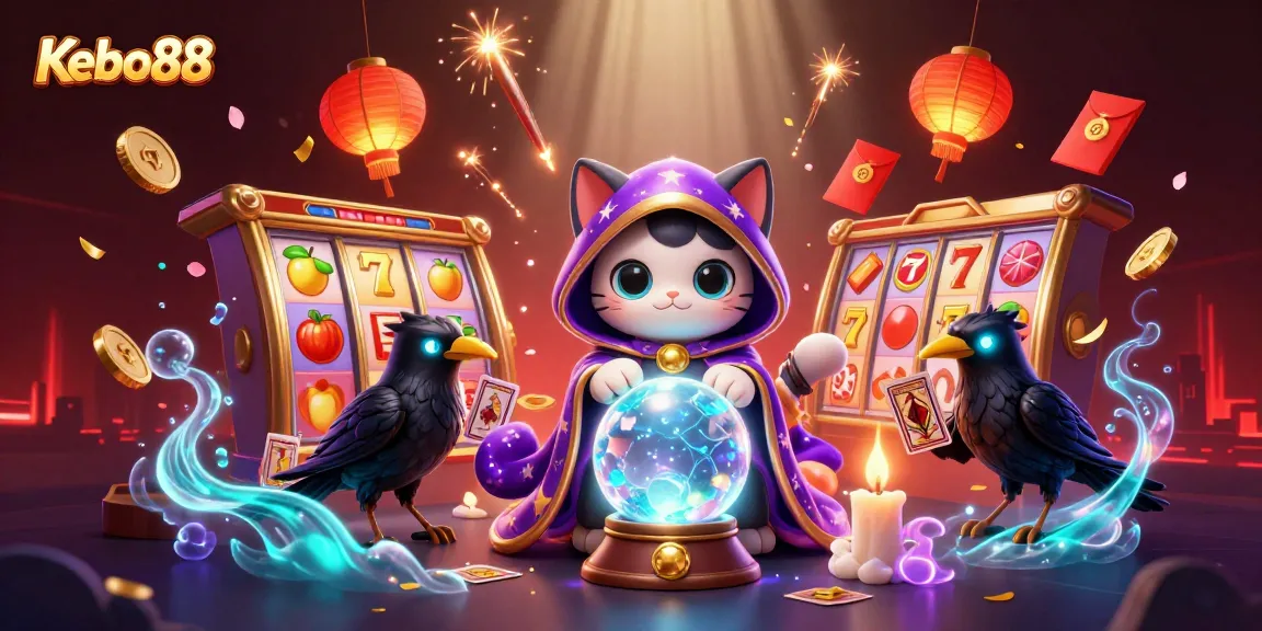 Menghadirkan Kebo88 dalam ilustrasi kasino yang megah dengan slot reel dan simbol keberuntungan