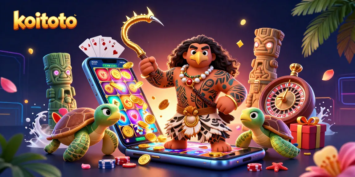 Memainkan game slot di koitoto dengan karakter unik dan elemen kasino yang khas.