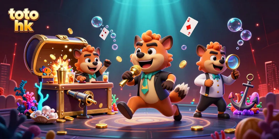 Mengakses hasil toto hk terbaru dengan cepat dalam ilustrasi kasino yang penuh warna dan karakter lucu