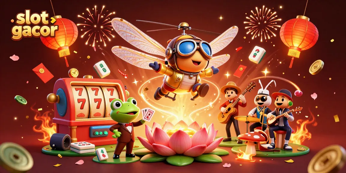 Experience slot gacor excitement with a colorful casino scene filled with dynamic characters.