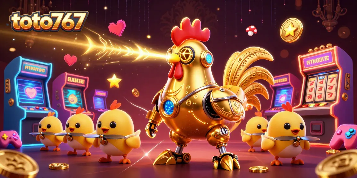 Permainan menyenangkan di toto767 dengan robot ayam dan permainan kasino 3D yang berwarna-warni.