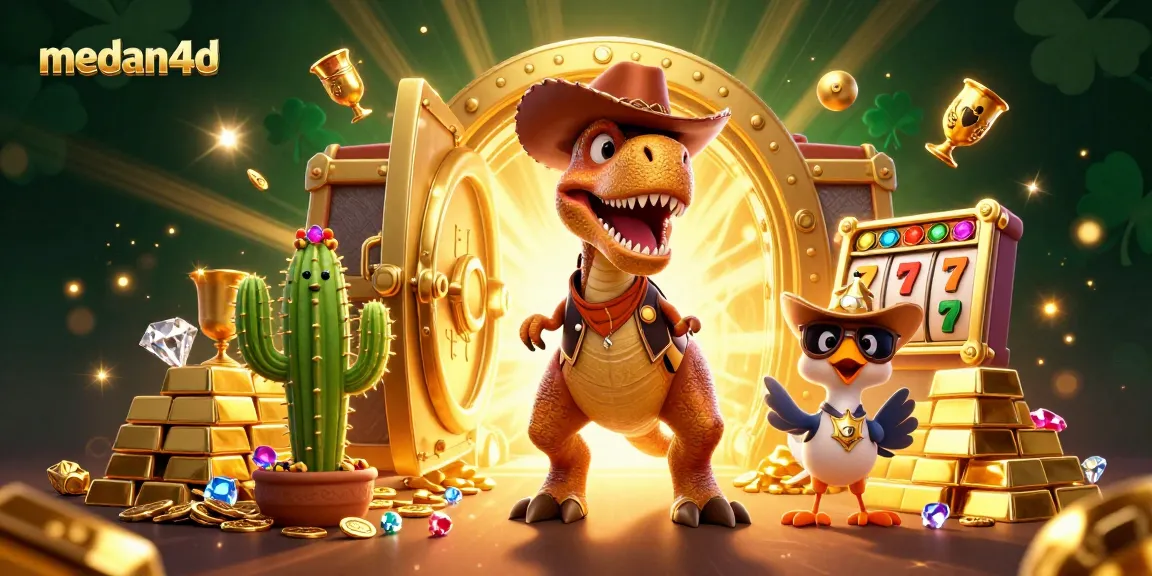 Gambarkan medan4d dengan slot dan karakter kucing lucu dalam ilustrasi kasino yang meriah.