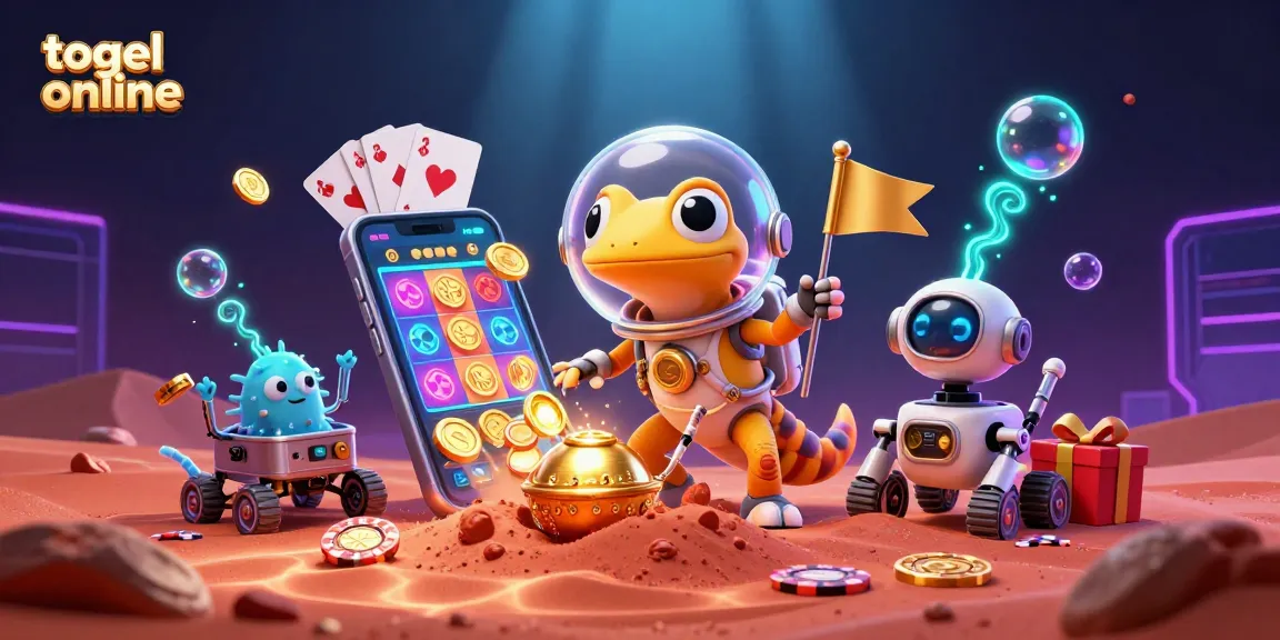 Menyaksikan togel online dengan penuh semangat di kasino emas Martian, karakter dan elemen dinamis.