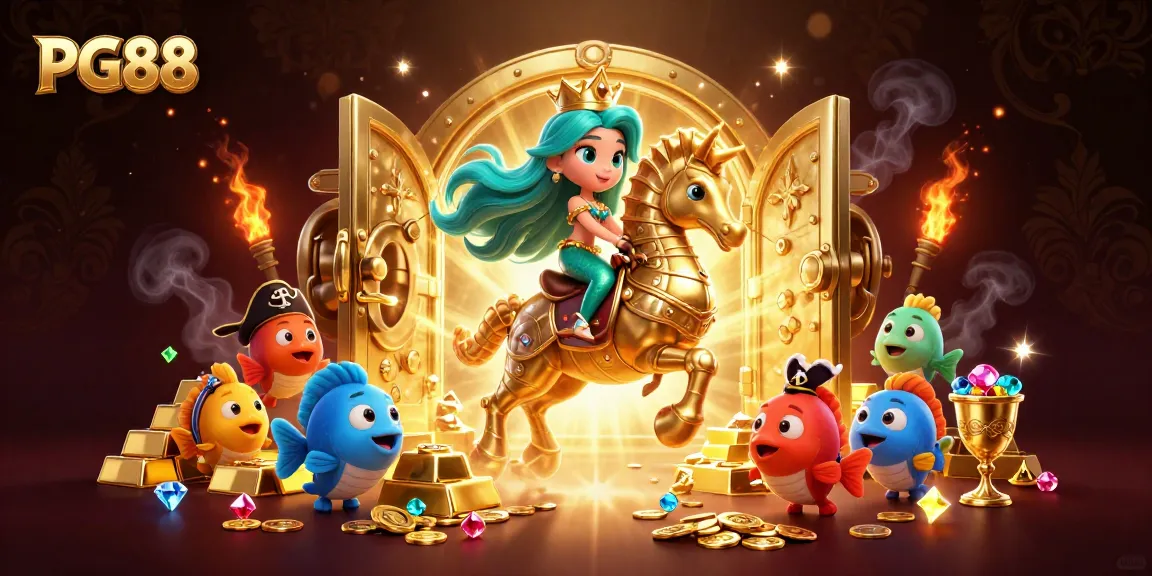 Experience thrilling games at PG88 with vivid 3D illustration showcasing vibrant casino elements and exciting characters.