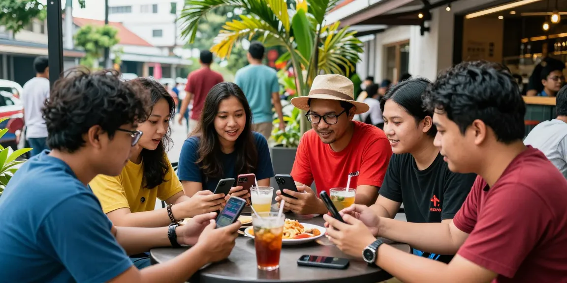 Diskusi menarik tentang rajatogel di kafe luar ruangan dengan teman-teman muda.