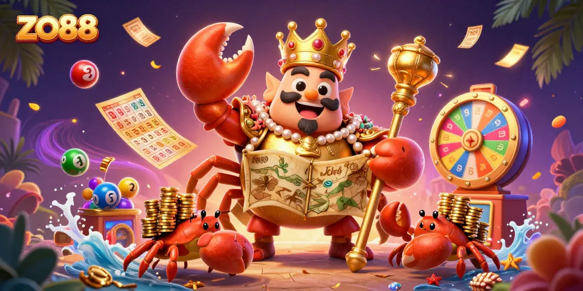 Experience thrilling gameplay at zo88 with dynamic golden crab emperor and casino elements around.
