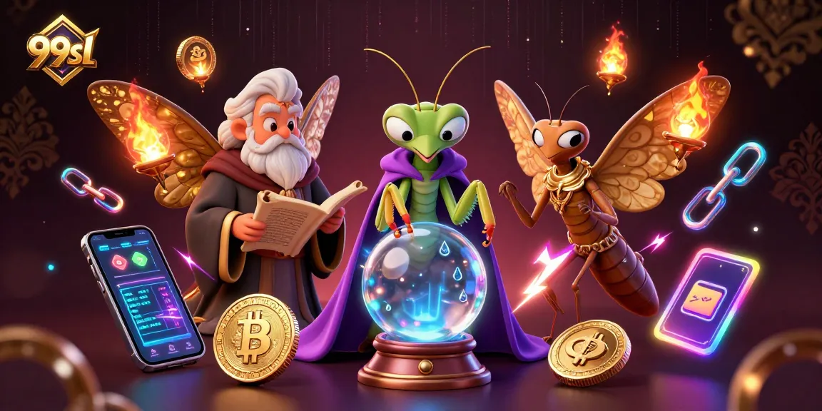 Engage in 99sl casino games with vibrant visuals featuring cartoon characters and crypto elements.