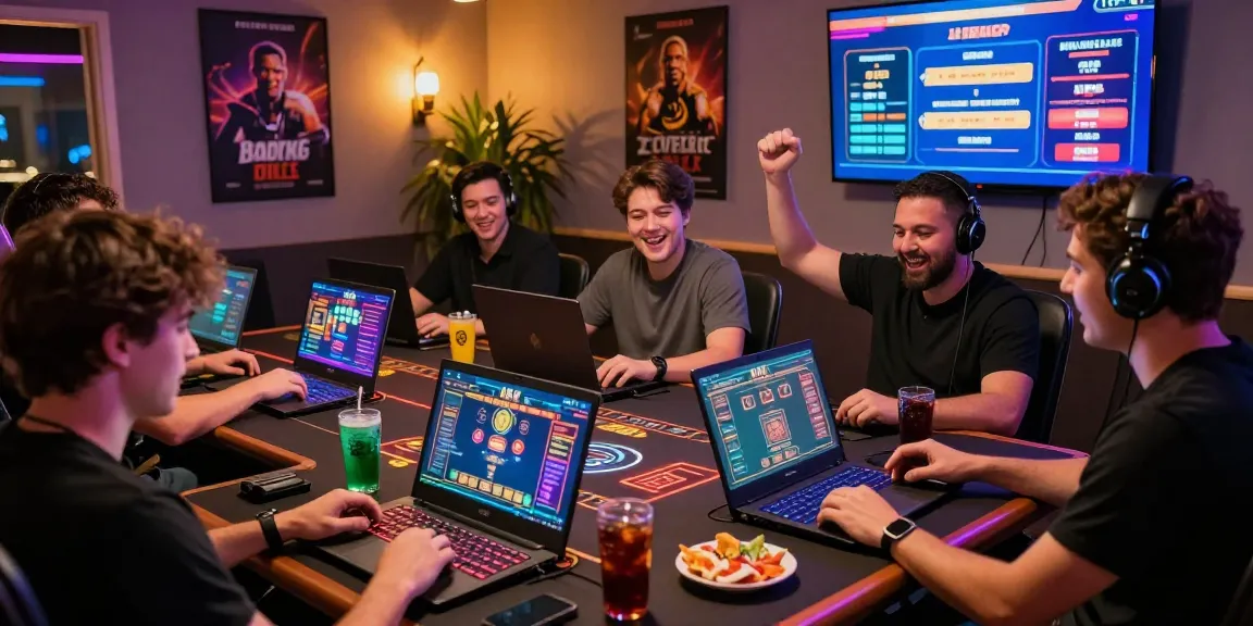 Exciting gaming atmosphere at tempototo with players celebrating wins in a live casino setup.