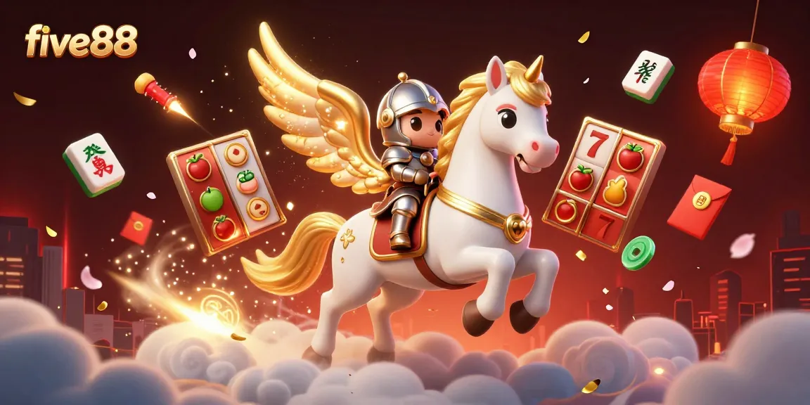 Experience five88's dynamic slot scene with a celestial horse and immersive gaming elements.