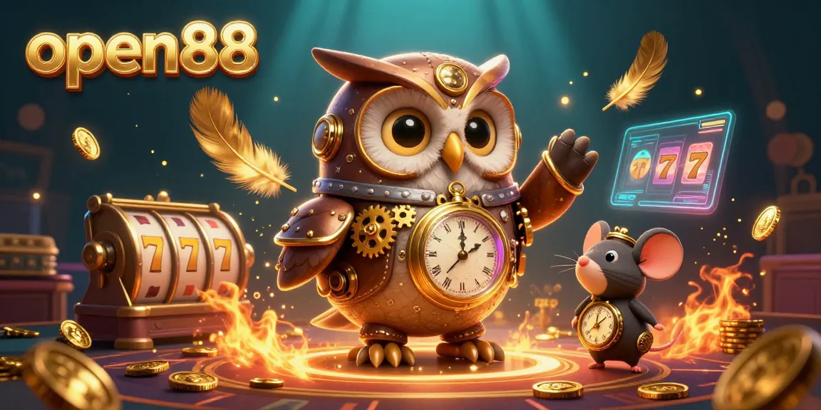 Experience thrilling wins with open88 in an ultra-detailed casino scene featuring vibrant 3D characters.