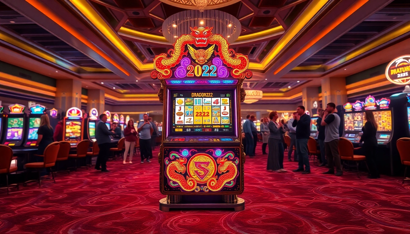 Main attraction daftar DRAGON222 in a luxurious casino, capturing excitement and gaming ambiance.