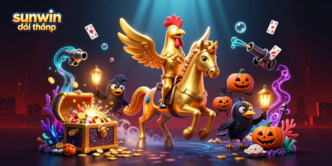 Engage in ultimate gameplay with sunwin đổi thưởng within a breathtaking casino scene featuring vibrant characters and treasures.
