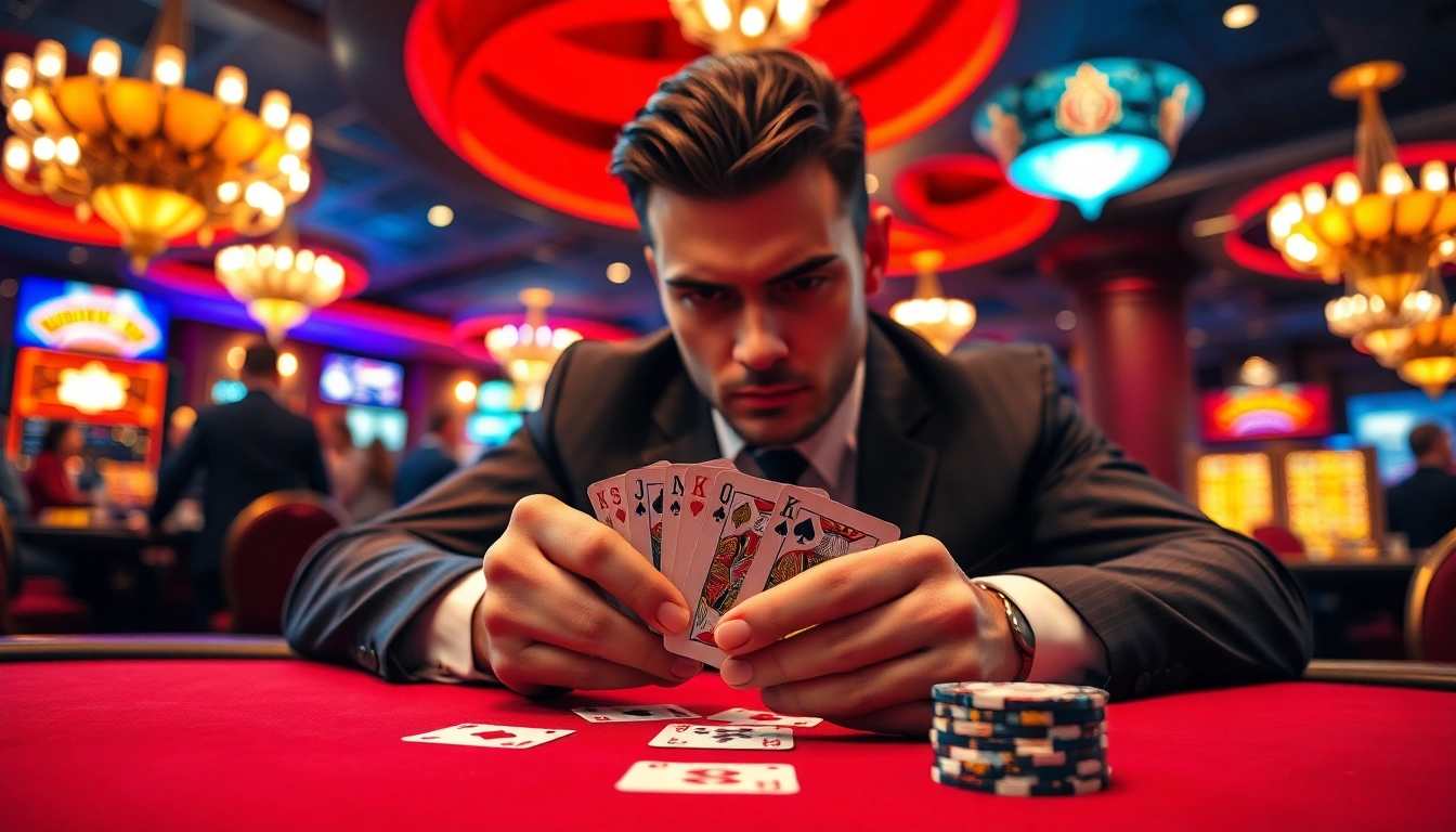 Authenticate afktoto login for casino action with a focused player at a poker table.