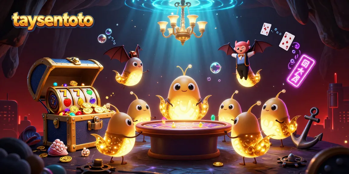 TAYSENTOTO hadirkan suasana kasino yang gemerlap dengan cahaya unik dalam ilustrasi 3D