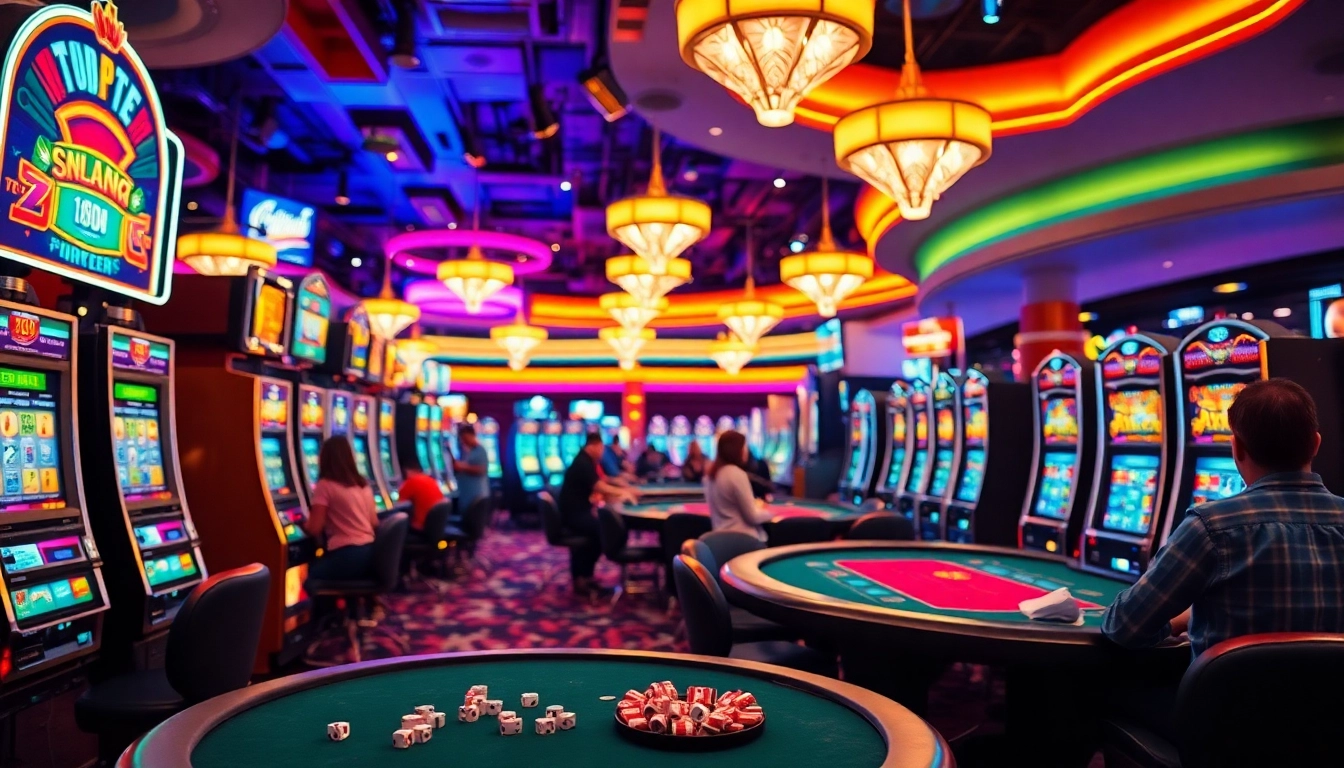 OLYMPUS88 menawarkan suasana kasino yang hidup dengan pemain di mesin slot dan meja poker.